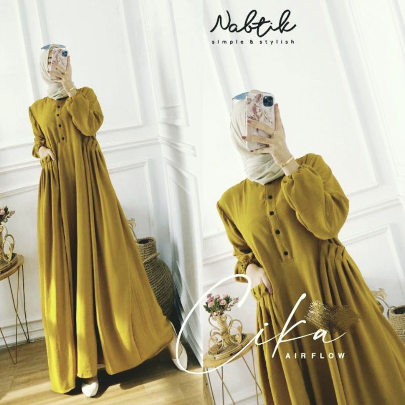 Gamis Cika Bahan Crinkle Airflow Premium