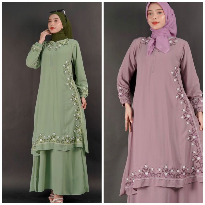 Gamis Malay Melayu bordir Jasmine raihanah bahan ceruty babydoll busui friendly ada size  S/M/L/XL