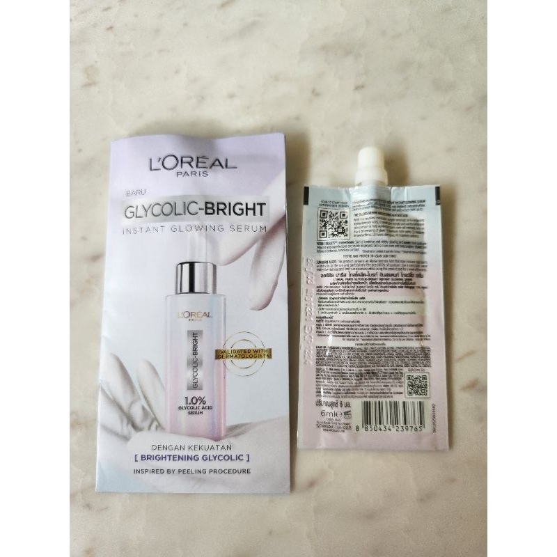 Loreal Glycolic Bright Serum 6ml sachet Loreal Glycolic sachet Loreal Glycolic Bright instant glowin