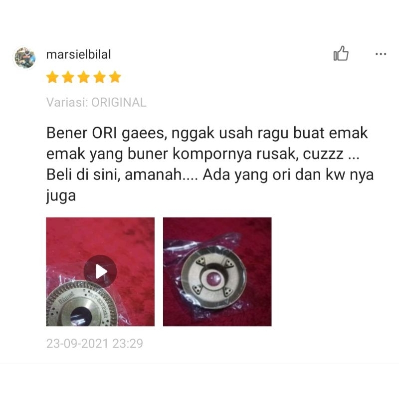 BURNER KUNINGAN SPAREPART ORIGINAL UNTUK KOMPOR RINNAI