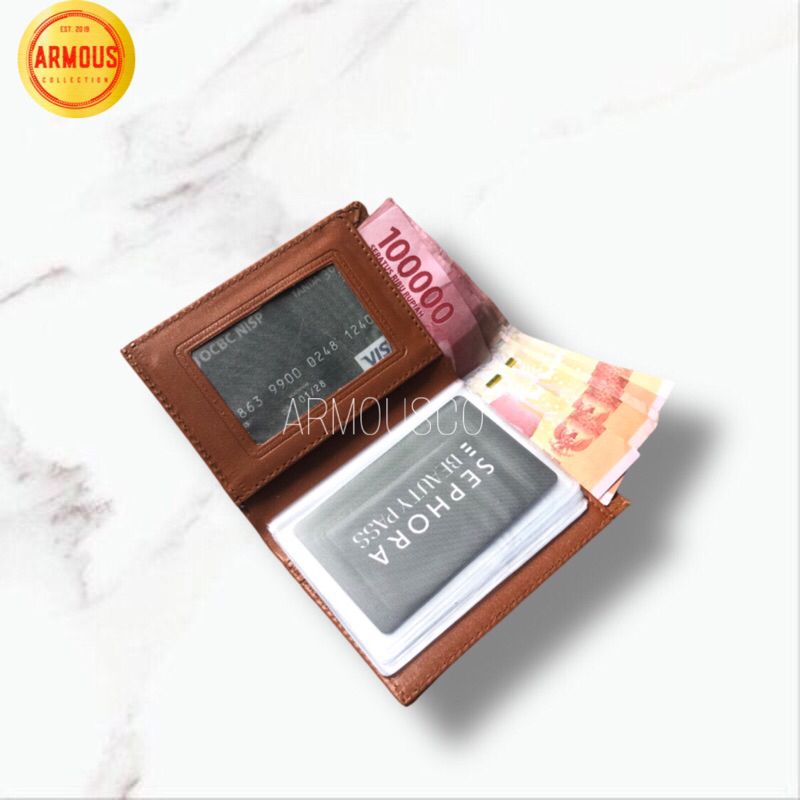 DOMPET KARTU CARD HOLDER + SLOT UANG KULIT SINTETIS ELEGAN EDISI INDONESIA