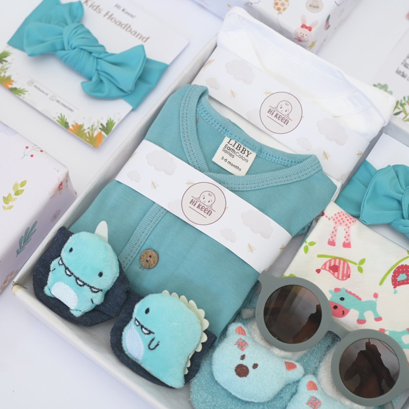 Hikeen baby hampers kado lahiran premium baby boy dan baby girl exclusive LIBBY comfy set RIBBON GIRL dan BEANIE BOY  baby gift set premium mewah SNI quality