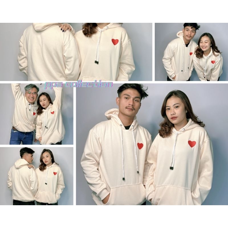 Hoodie premium allsize warna krem motif love