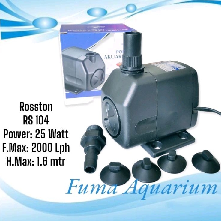 Pompa Celup power head ROSSTON RS 104 Filter Aquarium Kolam Hidroponik Low Watt Eco Power Submersible Pump