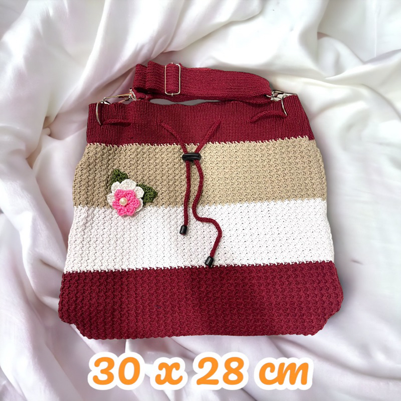 Tas Serut Rajut Motif Bunga