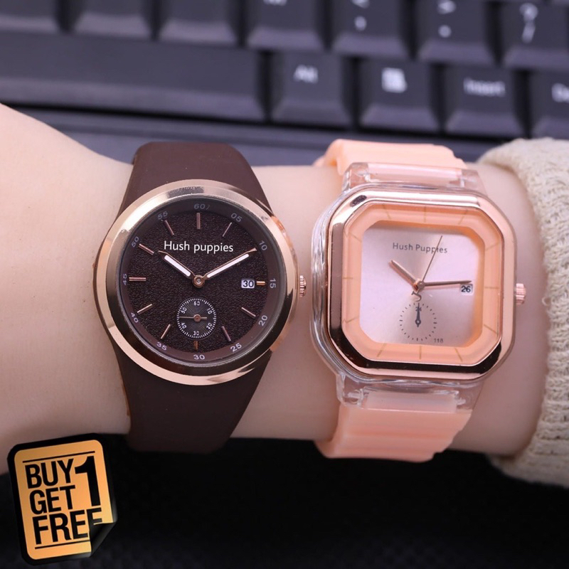 (Grosir Cod)Jam Tangan Wanita Buy1/Get1 Gues tanggal+Hp Crono1 Tanggal aktif Strap Rubber/Karet(Dikirim Jakarta)