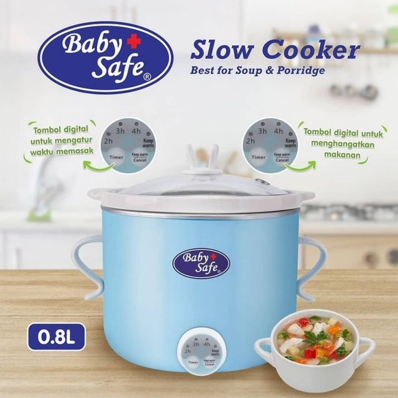 BabySafe Slow Cooker with timer &amp; warmer 0.8L/Alat masak Mpasi-  LB007