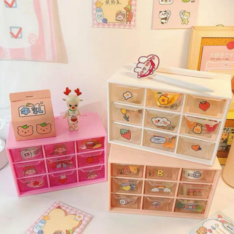 6 & 9 Drawers Laci Mini Kotak Storage Box Mini Drawers Aesthetic Desk