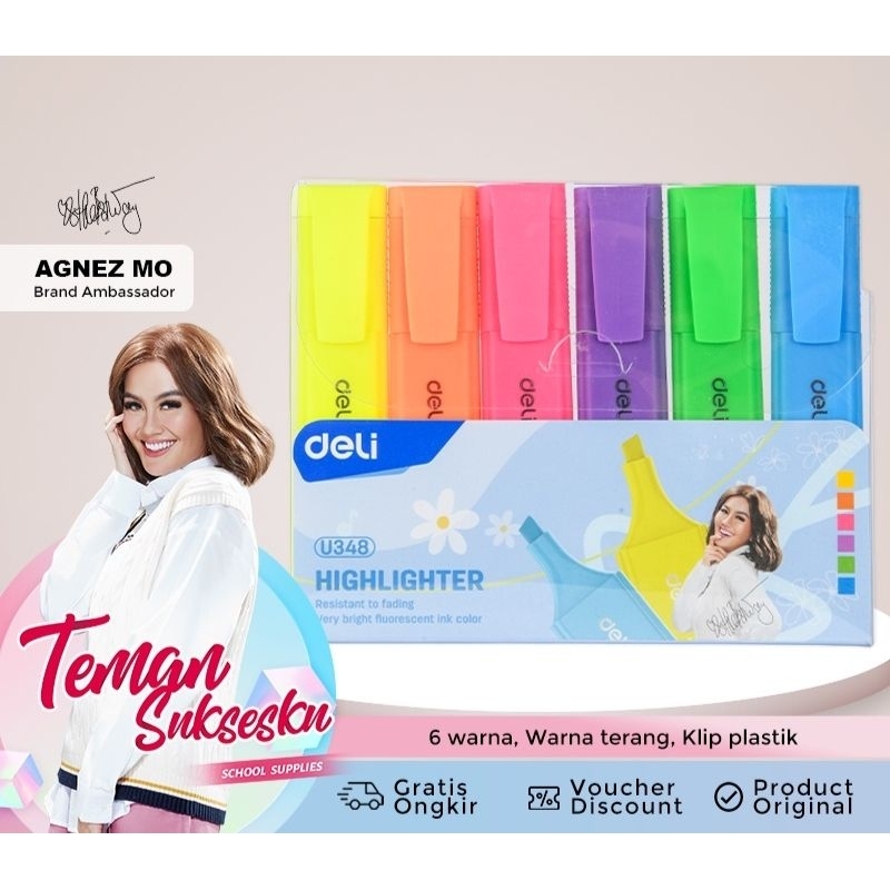 

DELI X AGNEZ MO Deli Highlighter / Penanda Isi 6 Warna Terang CU348