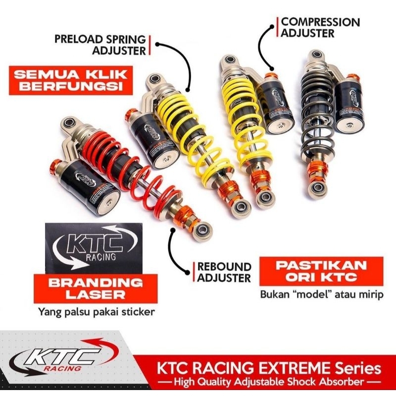 COD Shock KTC Extreme tabung Original Matic Bebek 280 300 325 350 mm Click Rebound Vario 110 125 150