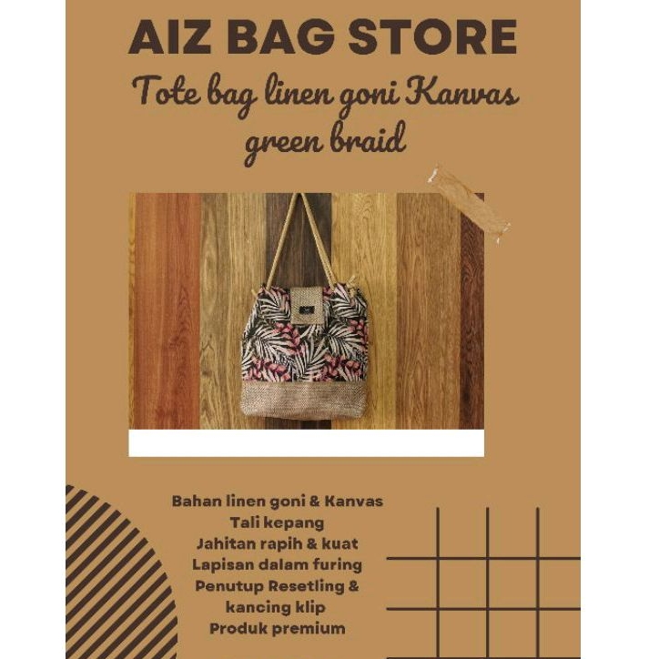 Tote Bag Linen Goni kanvas Nature bride/handbag/tas wanita/tas kampus