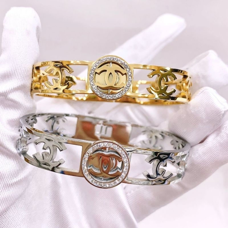 Gelang Titanium Asli kilau mirip emas asli Premium Quality Anti Karat Anti Alergi Bracelet Branded Band Stainless Steel Ori Gt0098