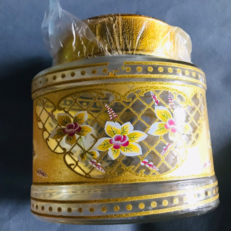 Toples Oval BISTRO Toples Kaca / Jar Kaca Motif Bunga