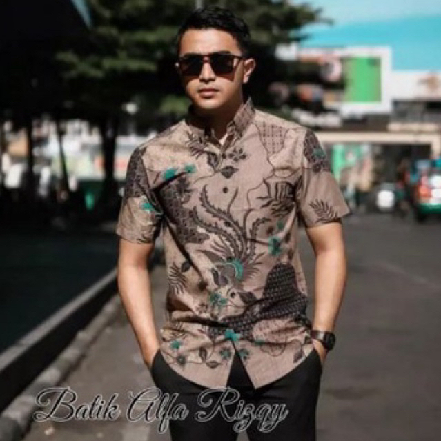 Seragaman 022 Zahira Batik HRB026 Kenongo Hem Kemeja Batik Pria Lengan Pendek  Katun Primis Halus M L XL Batik Bany