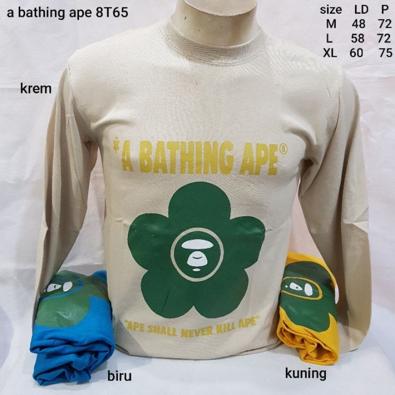 kaos lengan panjang pria obral murah cuci gudang bape bathing ape