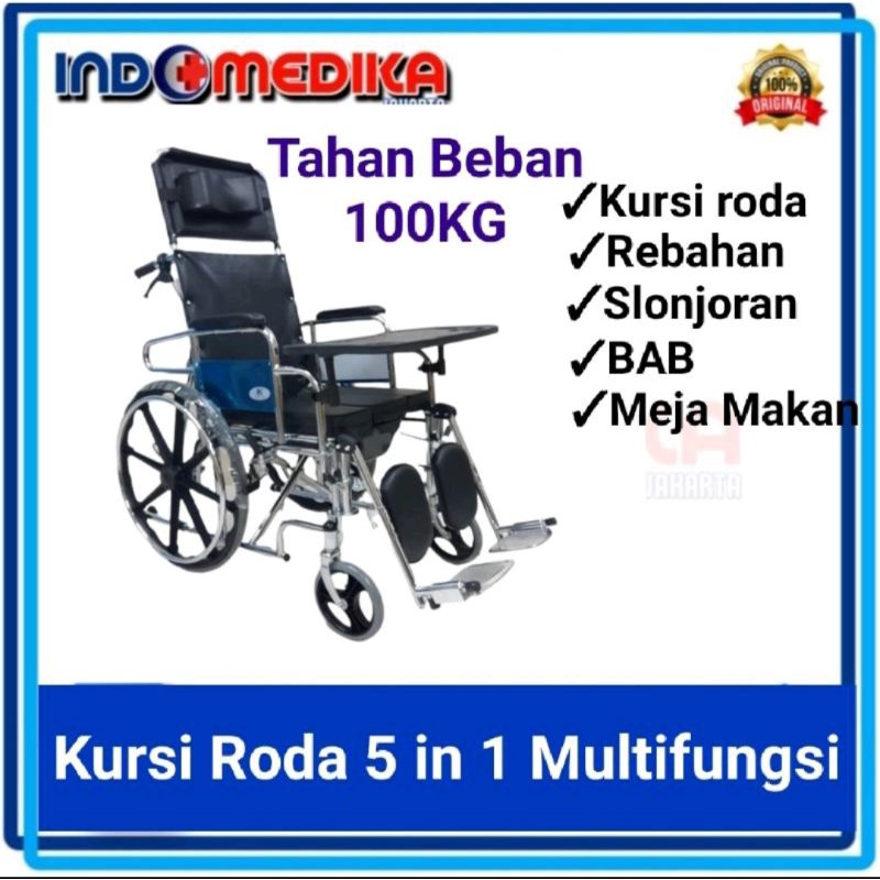 [EXP] Kursi Roda 5 in 1 - kursi roda Multifungsi - Kursi roda BAB + Slonjoran+meja makan