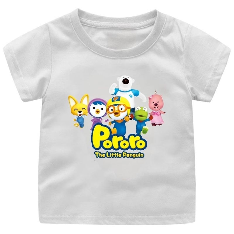 Baju Kaos Anak Cewek-Cowok 1-12Tahun PORORO//Atasan Kaos Anak Anak Lucu Ready 10 Warna