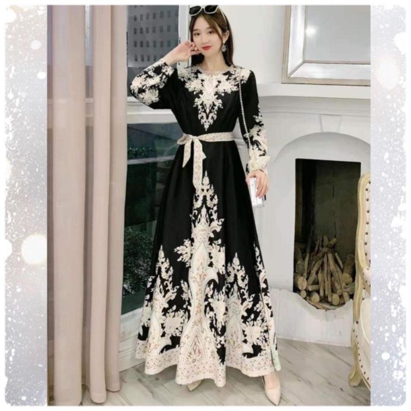 DRESS WANITA MAXI ESTILO HITAM HANNAH IMPORT BKK BANGKOK