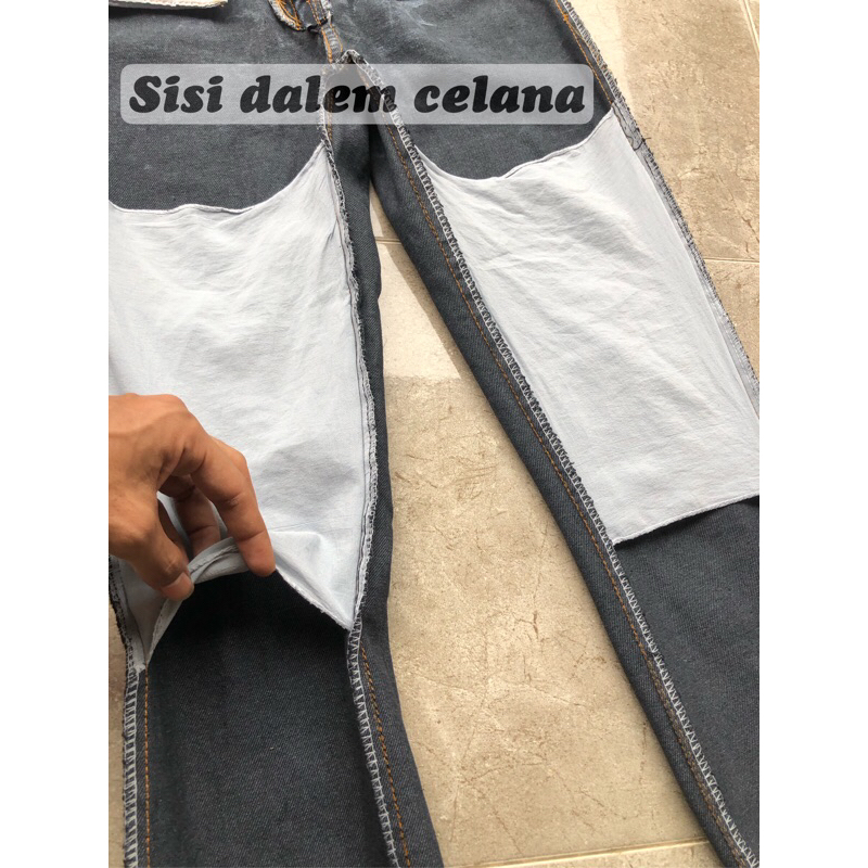 Highwaist Boyfriend Ripped Jeans Sobek ( Tidak Tembus ) by Alzera