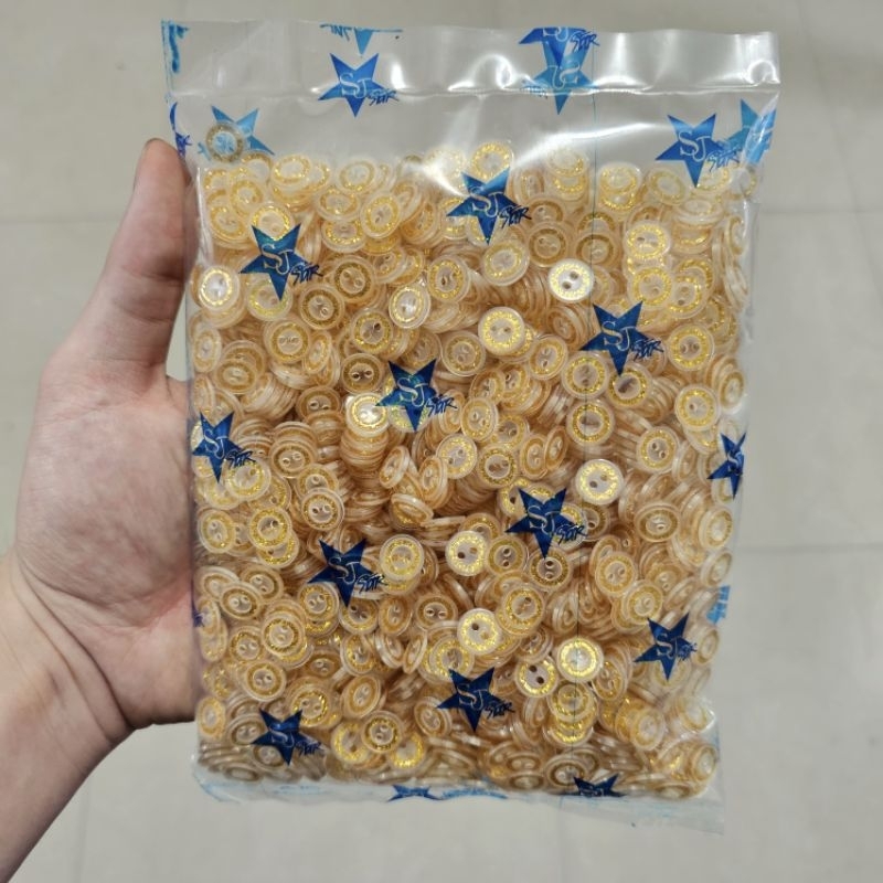 Kancing Baju/Hem/Kemeja/Koko Lingkar Emas 11mm/1,1cm/18L @10 gros