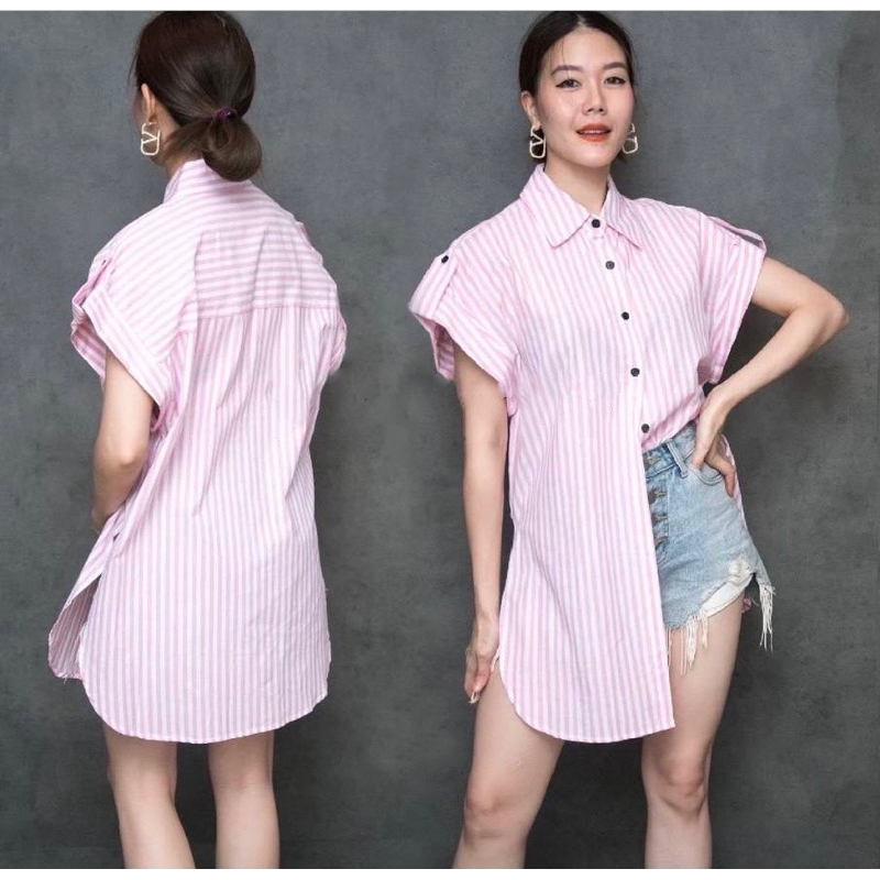 atasan casual wanita / shirt kemeja wanita / kemeja salur