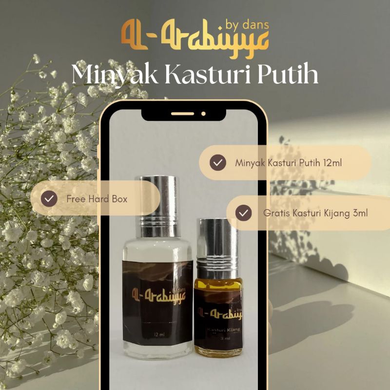 Minyak Wangi Kasturi Putih 12ml Premium Original Parfum Arab