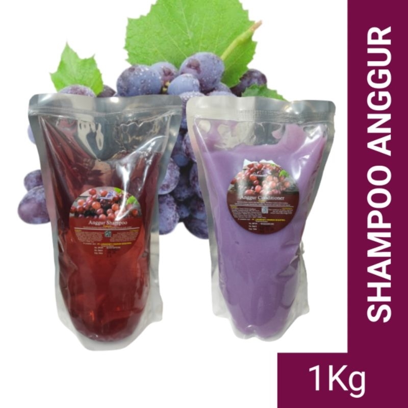 Anggur perawatan rambut salon shampo anggur+Kondisioner anggur bpom 1kg+1kg