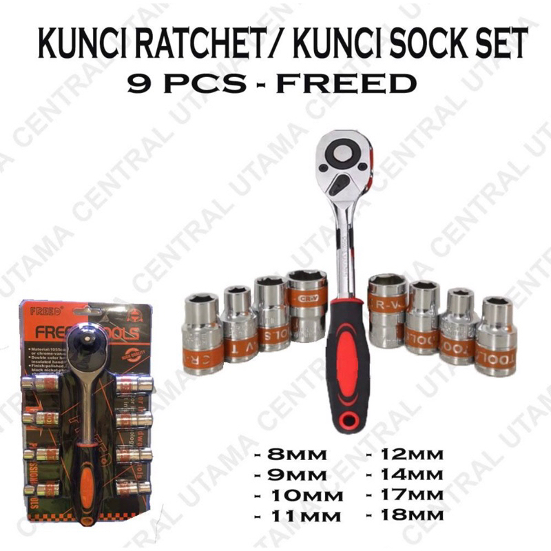 Kunci sock 6pt 1/2” set 9pcs Freed