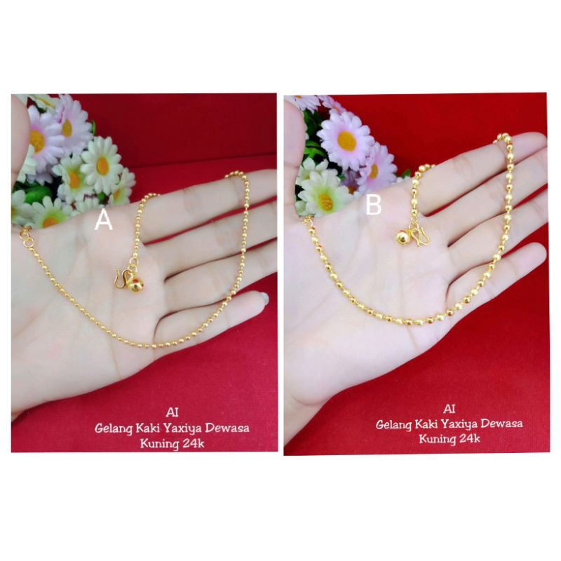 G32 gelang kaki Merica lapis emas 24k