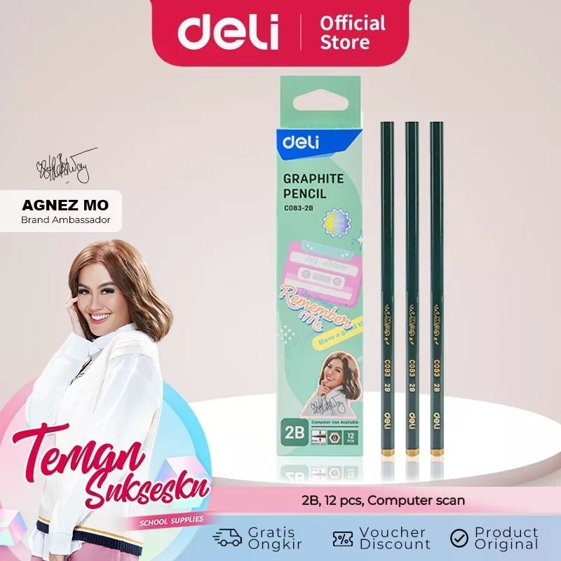 

DELI X AGNEZ MO Deli Graphite Pencil / Pensil Ujian Komputer 2B Isi 12 CC083-2B