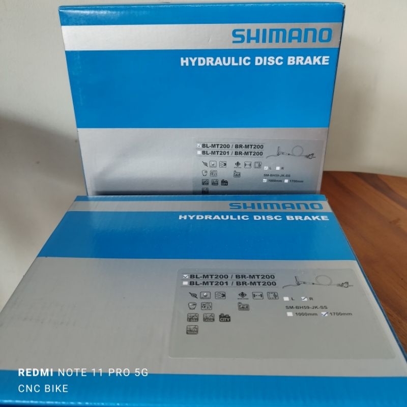 Disc Brake Set Rem Cakram Hidrolik Sepeda Shimano Mt200