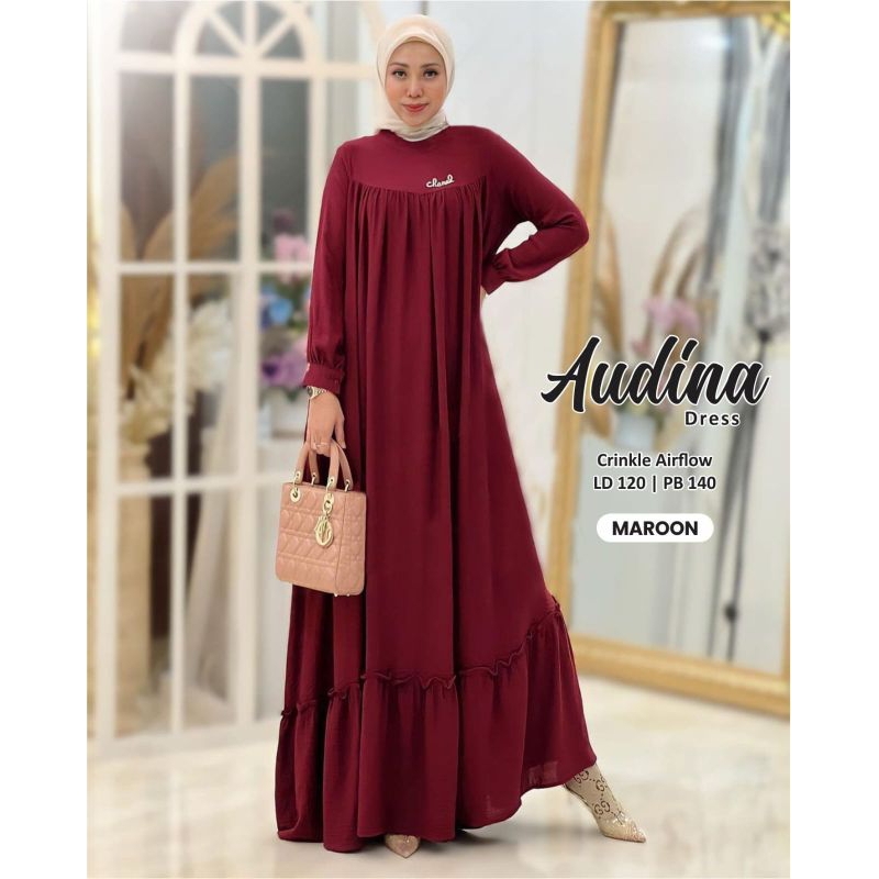 AUDINA DRES JUMBO LD 120 bahan cringkle airflow terbaru