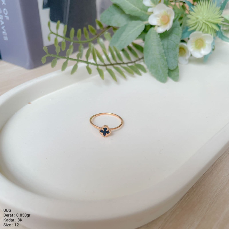 Perhiasan Cincin Emas Clover VanClef Hitam VC UBS 8K / 375 & 16k / 700