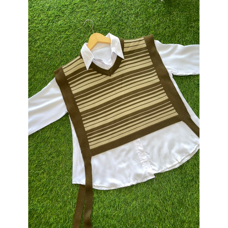 crop yura vest tali piramida  /atasan baju wanita rompi v neck