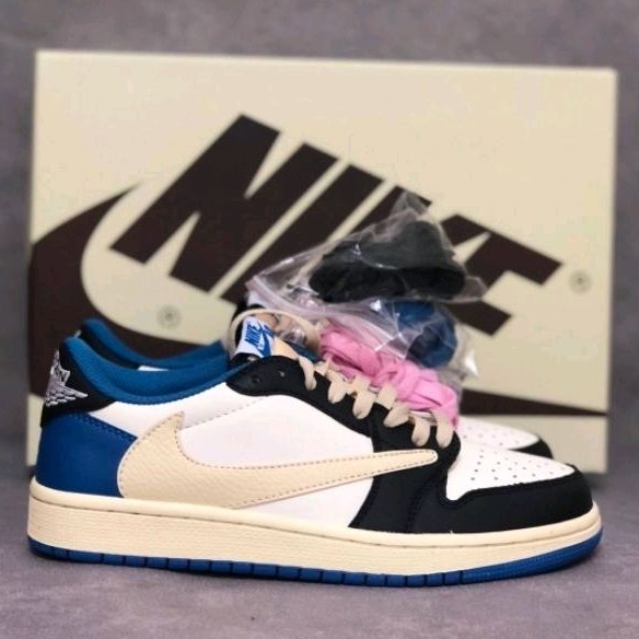 EOS - Sepatu Sneakers NAJ 1 Low X Travis Scott Fragment Hiroshi Blue