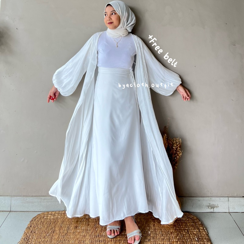 FREE BELT Sashi Abaya Outer Shimmering - Turkey Outer - Baju Lebaran - Dress Lebaran - Baju Kondangan - Outer Mewah - Abaya Lebaran