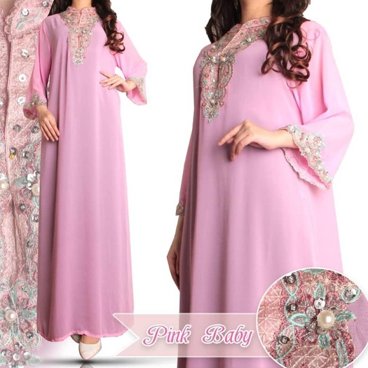 Baju Muslimah Kaftan Payet Gamis Dress Abaya  Modern Chiffon Cerutty