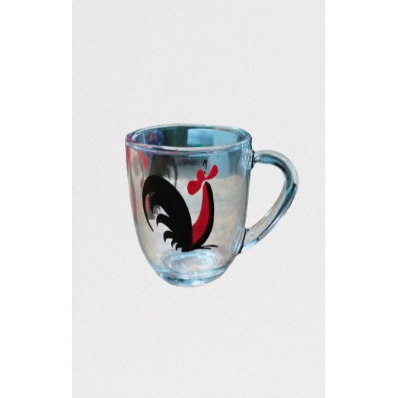 gelas cangkir kopi motif ayam set 6 pcs