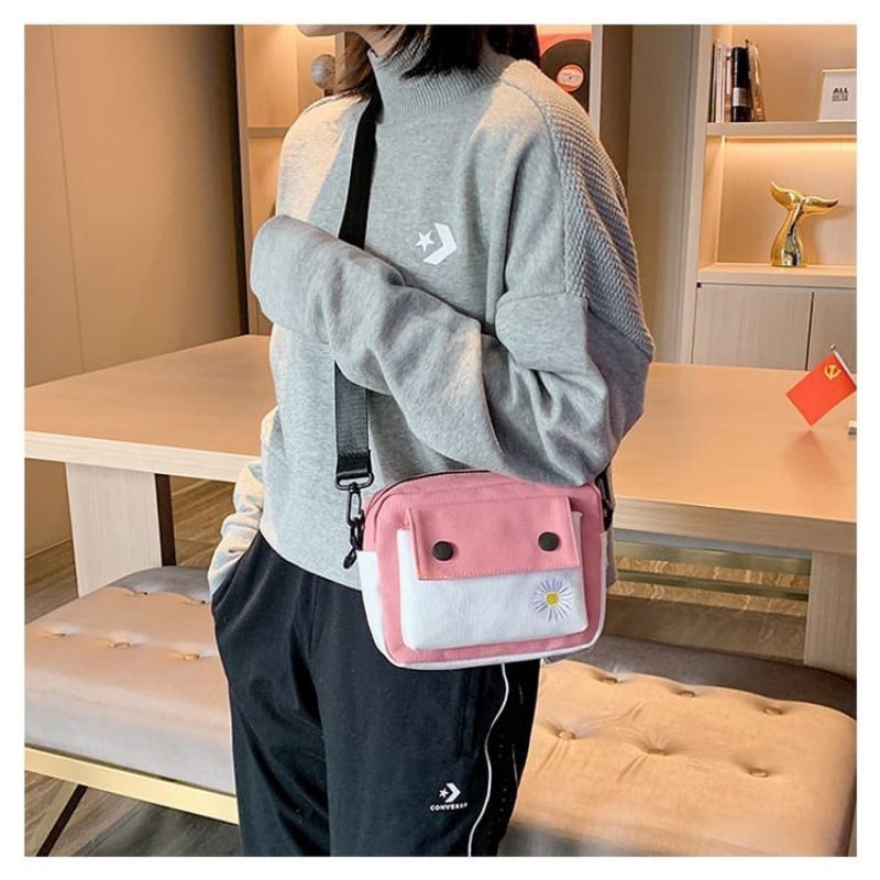 Tas Selempang Pria Wanita Korean Fashion Slingbag Mini Kanvas