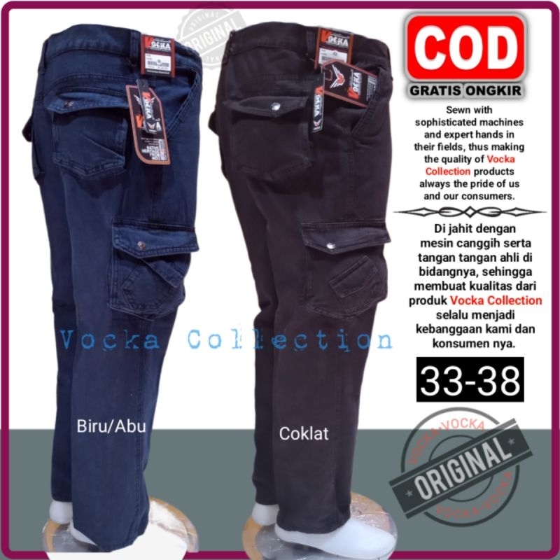 [COD] 33-38 Celana Panjang Cargo Pria Dewasa JUMBO Premium Kekinian