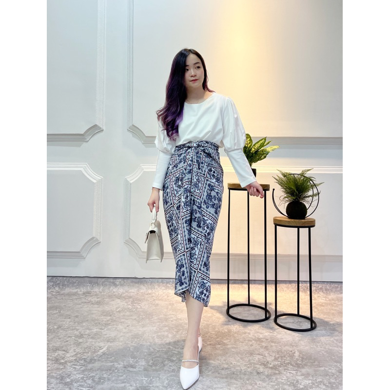 RAYYA SETELAN ATASAN LENGAN PANJANG DAN ROK LILIT ECT 1170 / SETELAN LEBARAN SIMPLE LENGAN PANJANG /