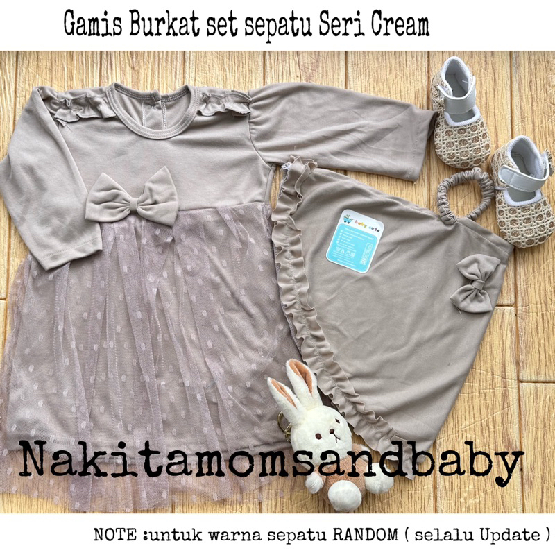 Gamis Burkat dan koko Bordir Set Sepatu Bayi Baru Lahir/Newborn Aqiqah promo 8.8