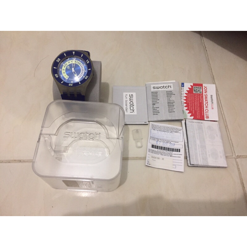 Jam tangan SWATCH scuba diving 200m second bekas + kotak mika bawaan ori