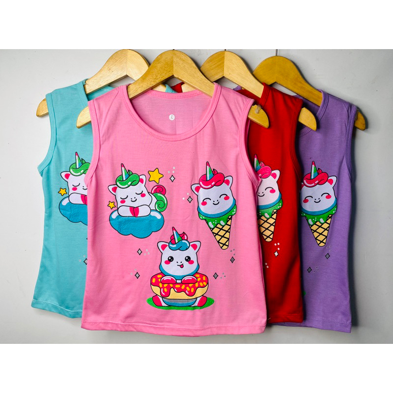 Singlet anak perempuan-singlet unicorn ice cream 1-10 tahun