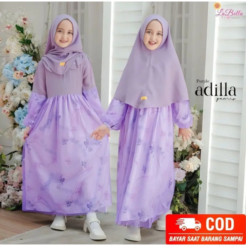 GAMIS LEBARAN TUTU MEWAH WARNA UNGU ANAK REMAJA PEREMPUAN USIA 6-15 TAHUN DRESS MUSLIM CANTIK BAHAN 