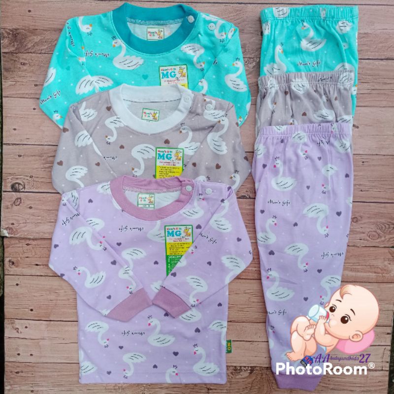 Mom's Gift ANGSA SERIES 3Pasang Setelan Baju Bayi Lengan Panjang Kancing Bahu Celana Panjang Ukuran NEWBORN S M L XL SNI Nyaman Murah Berkualitas