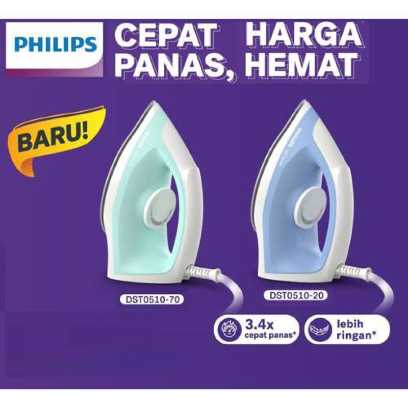 Setrika Philips DST 0510 Seri 500 / Setrika Anti Lengket / Setrika Murah Philips 350 Watt