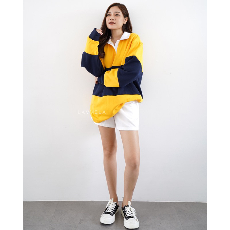 GLADYS SWEATER OVERSIZE | SWEATER RUGBY | SWEATER GARIS | SWEATER FLEECE | HOODIE | SWEATER KERAH | LAVVELA