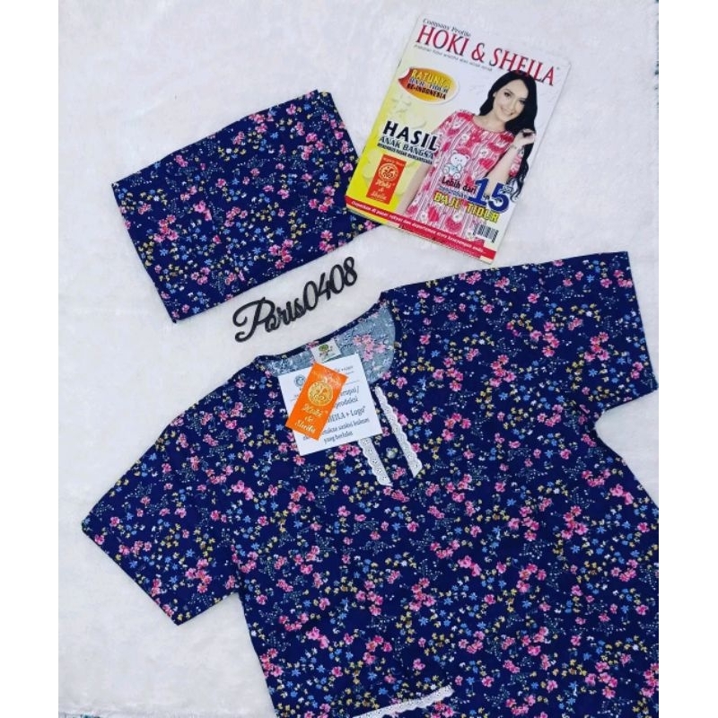 Baju Tidur HOKI &amp; SHEILA Katun wanita Celana 3/4 (Vanesha Flower)