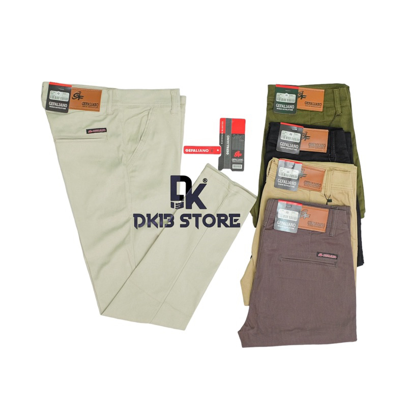 Celana Chino Panjang Pria Cream Mocca Hitam Army Grey Size 28-38 By DK13 STORE
